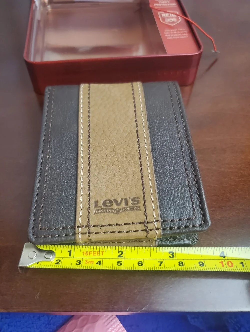 Vintage Levi's Men's Tan And Black Bi-fold Wallet NIB